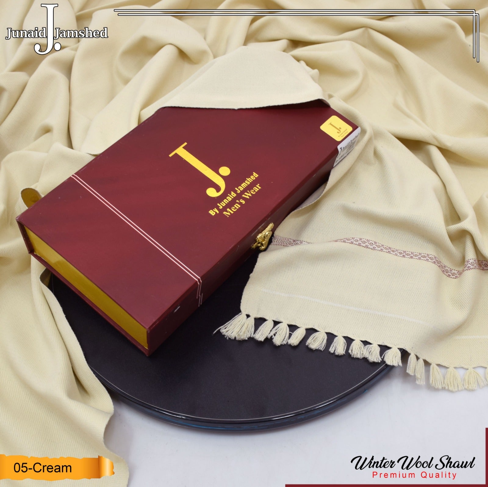 J. wool shawl for winter cream