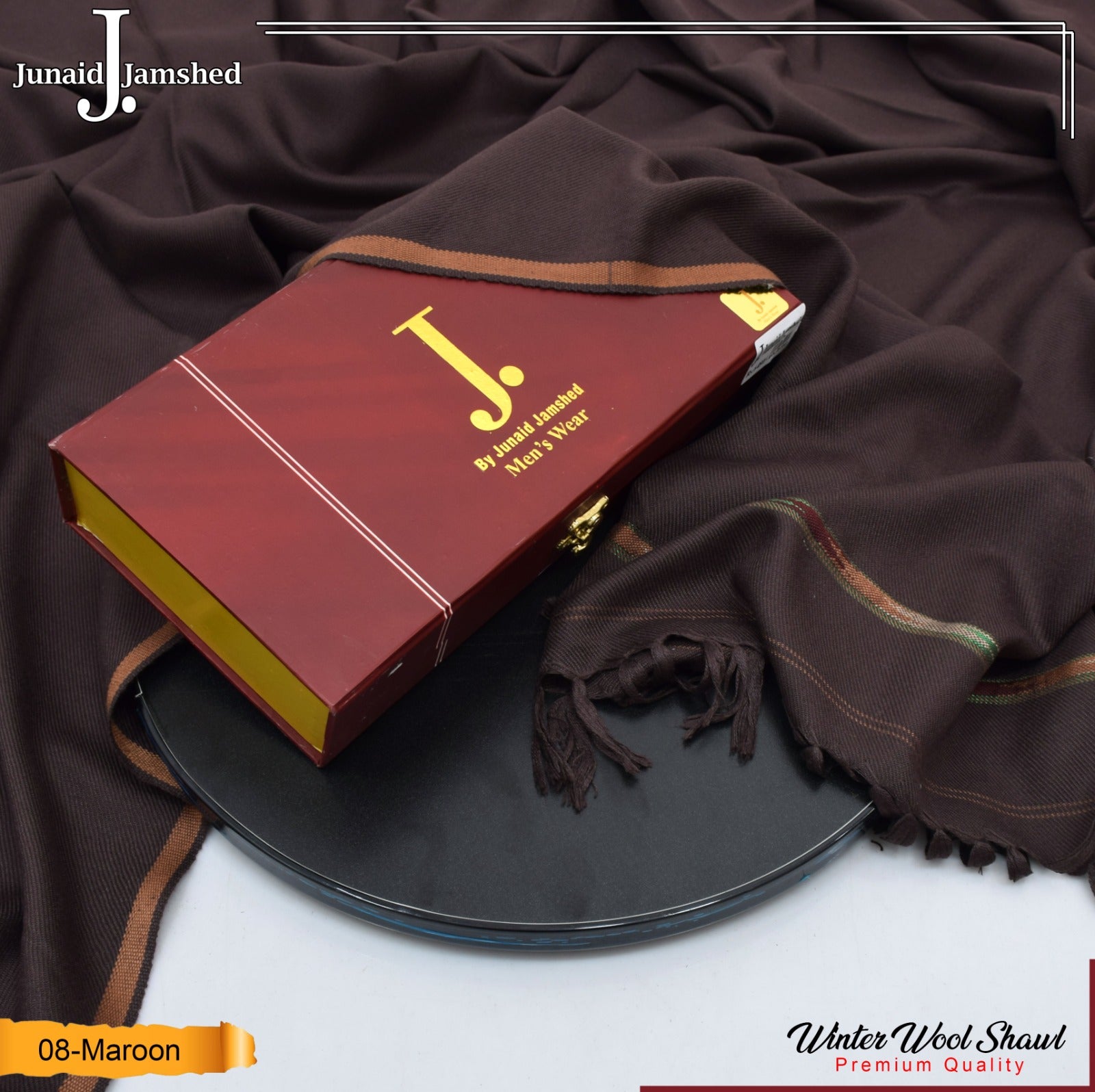 J. wool shawl for winter (maroon)